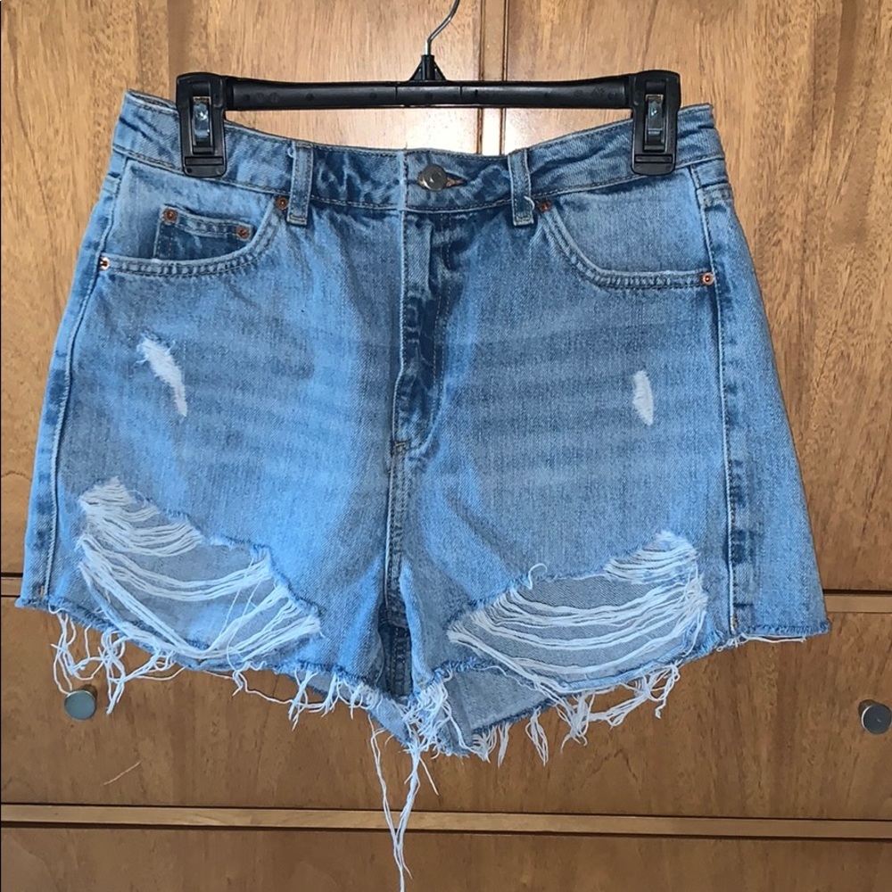 Topshop ripped denim shorts